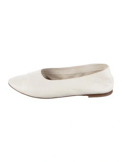 Pre-owned Staud Leather Ballet Flats In White