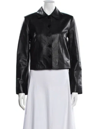 Pre-owned Staud Leather Biker Jacket In Black