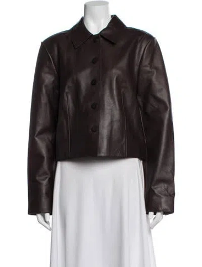 Pre-owned Staud Leather Biker Jacket W/ Tags In Brown