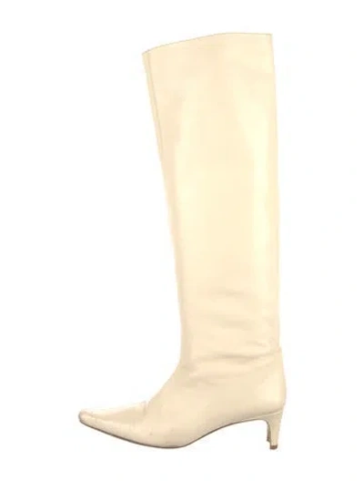 Pre-owned Staud Leather Boots In Neutral
