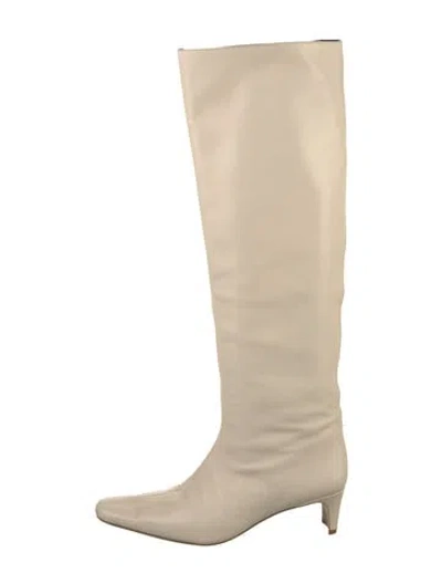 Pre-owned Staud Leather Boots In Neutral