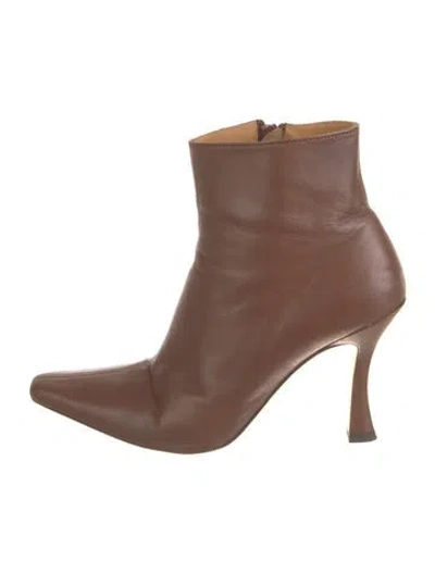 Pre-owned Staud Leather Boots In Neutral