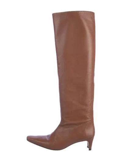 Pre-owned Staud Leather Boots In Neutrals