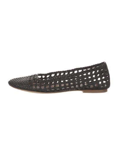 Pre-owned Staud Leather Braided Accents Ballet Flats In Black/white