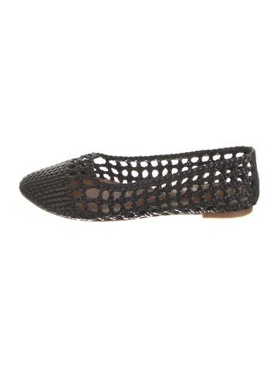 Pre-owned Staud Leather Braided Accents Flats In Black
