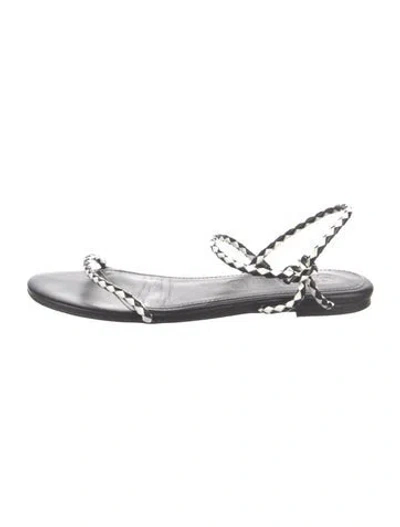Pre-owned Staud Leather Braided Accents Sandals In Silver