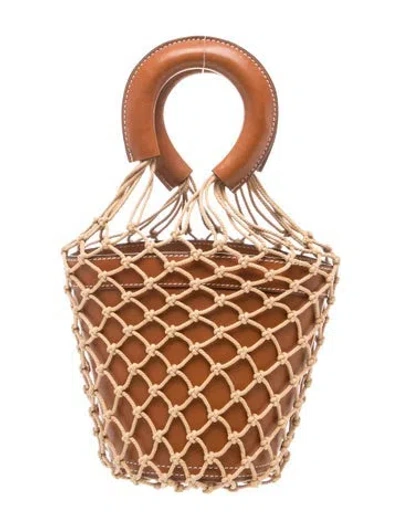 Pre-owned Staud Leather Bucket Bag In Brown/neutrals
