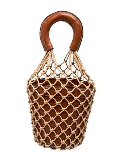 Pre-owned Staud Leather Bucket Bag In Brown/neutrals