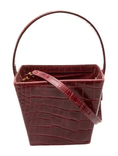 Pre-owned Staud Leather Bucket Bag In Burgundy