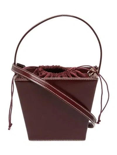 Pre-owned Staud Leather Bucket Bag In Burgundy