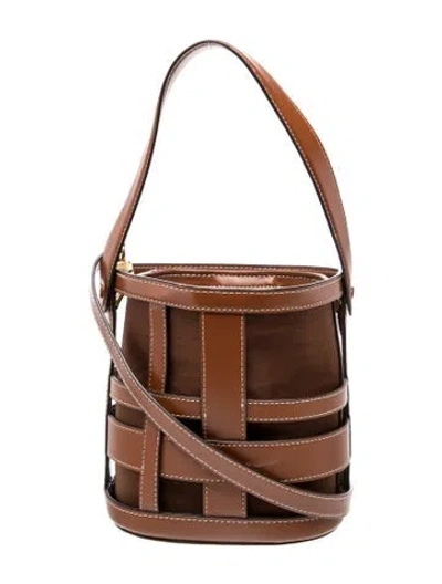Pre-owned Staud Leather Bucket Bag In Neutrals