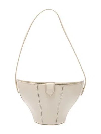 Pre-owned Staud Leather Bucket Bag In White
