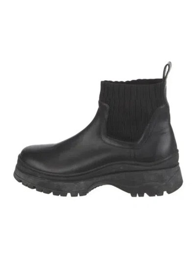 Pre-owned Staud Leather Chelsea Boots In Black