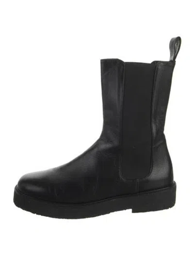 Pre-owned Staud Leather Chelsea Boots In Black