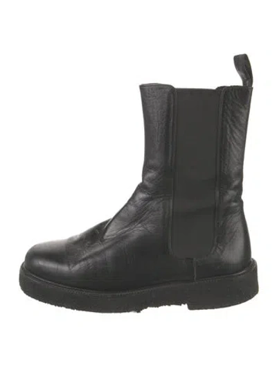 Pre-owned Staud Leather Chelsea Boots In Black