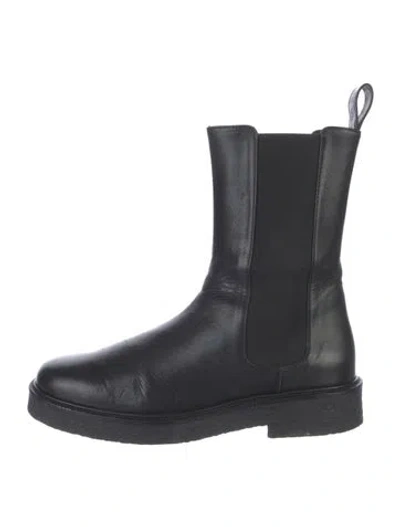 Pre-owned Staud Leather Chelsea Boots In Black