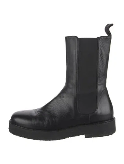 Pre-owned Staud Leather Chelsea Boots In Black