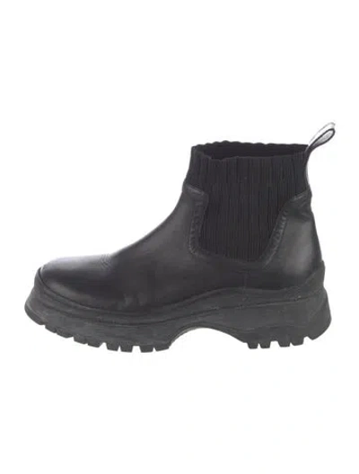 Pre-owned Staud Leather Chelsea Boots In Black