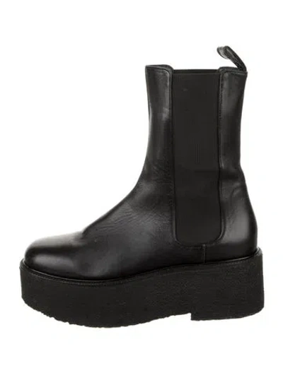Pre-owned Staud Leather Chelsea Boots In Black