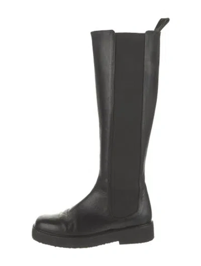 Pre-owned Staud Leather Chelsea Boots In Black