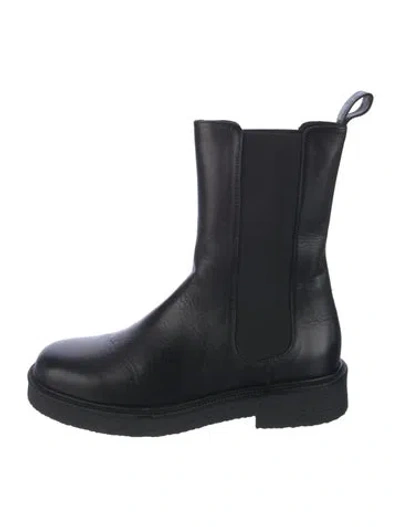 Pre-owned Staud Leather Chelsea Boots In Black