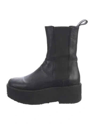 Pre-owned Staud Leather Chelsea Boots In Black