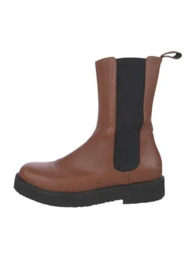Pre-owned Staud Leather Chelsea Boots In Brown