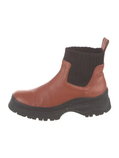 Pre-owned Staud Leather Chelsea Boots In Brown