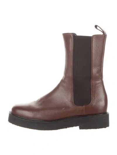 Pre-owned Staud Leather Chelsea Boots In Brown