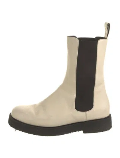 Pre-owned Staud Leather Chelsea Boots In Neutral