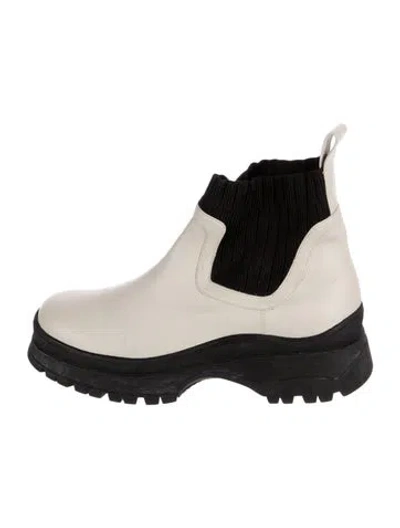 Pre-owned Staud Leather Chelsea Boots In Neutral