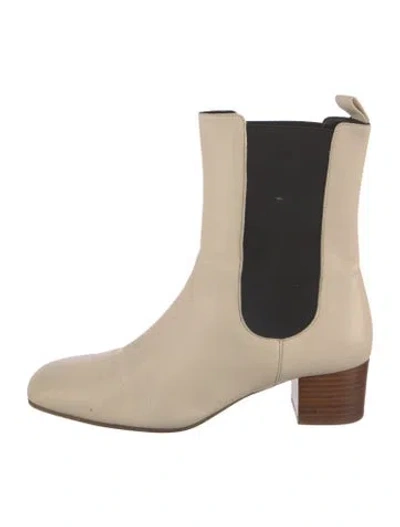 Pre-owned Staud Leather Chelsea Boots In Neutral