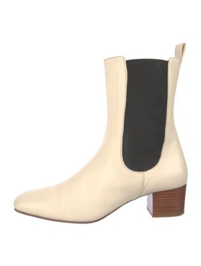 Pre-owned Staud Leather Chelsea Boots In Neutral