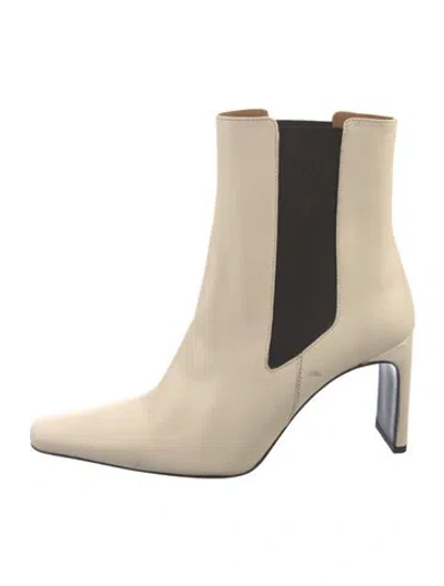 Pre-owned Staud Leather Chelsea Boots In Neutral