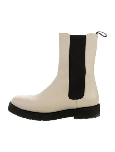 Pre-owned Staud Leather Chelsea Boots In Neutral
