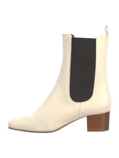 Pre-owned Staud Leather Chelsea Boots In Neutral