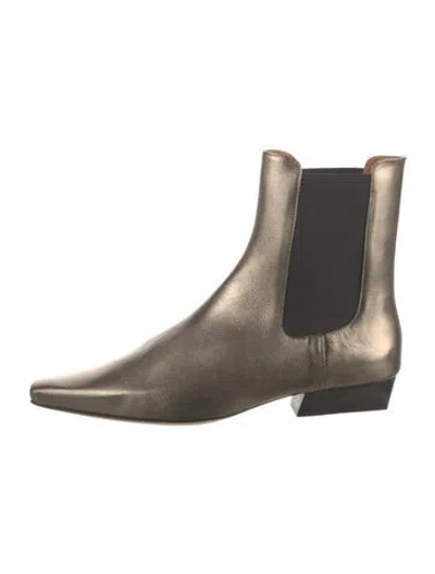 Pre-owned Staud Leather Chelsea Boots In Silver