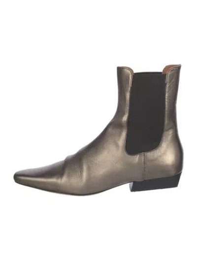 Pre-owned Staud Leather Chelsea Boots In Silver