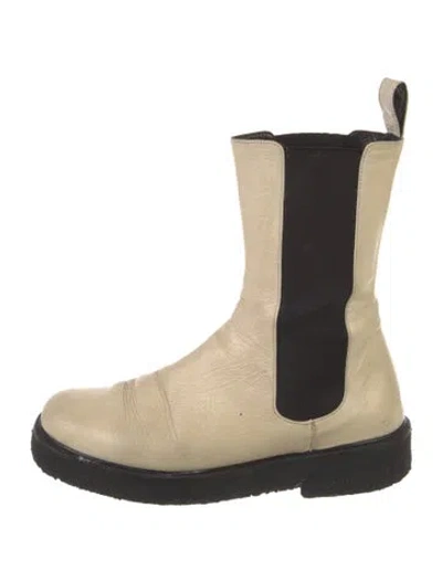 Pre-owned Staud Leather Chelsea Boots In White