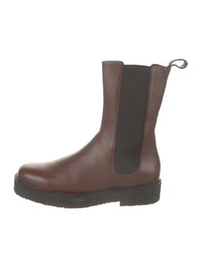 Pre-owned Staud Leather Colorblock Pattern Chelsea Boots In Black