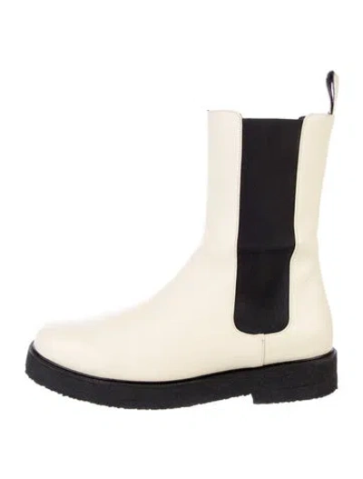Pre-owned Staud Leather Colorblock Pattern Chelsea Boots In Neutral