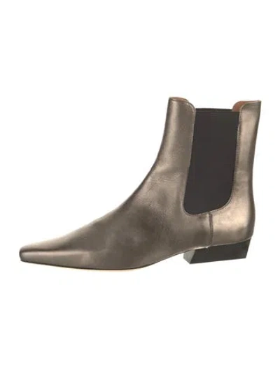 Pre-owned Staud Leather Colorblock Pattern Chelsea Boots In Silver