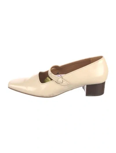 Pre-owned Staud Leather Colorblock Pattern Pumps In Neutral