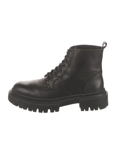 Pre-owned Staud Leather Combat Boots In Black