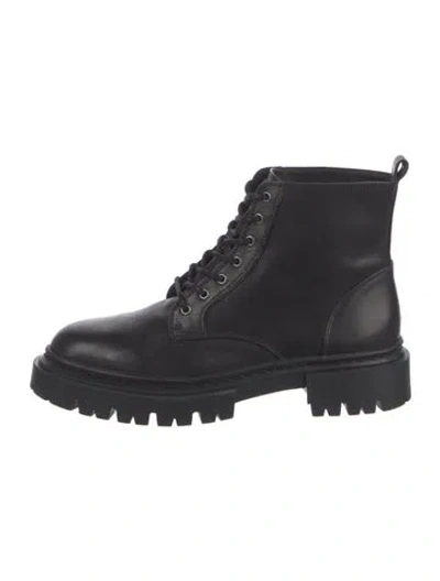 Pre-owned Staud Leather Combat Boots In Black