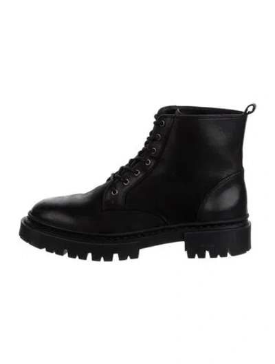 Pre-owned Staud Leather Combat Boots In Black