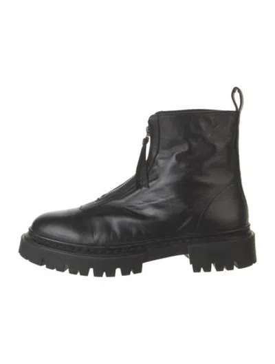Pre-owned Staud Leather Combat Boots In Black