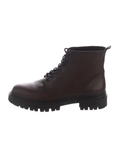 Pre-owned Staud Leather Combat Boots In Brown