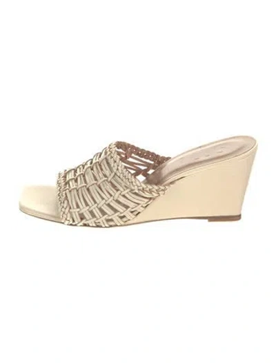 Pre-owned Staud Leather Cutout Accent Slides In Neutral