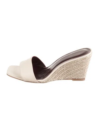 Pre-owned Staud Leather Cutout Accent Slides In Neutrals